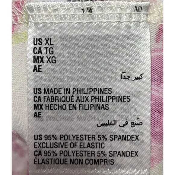 JM Collection XL Floral Boho Top Cream/Pink Short Bell Sleeves Smocked Neckline - Picture 12 of 13